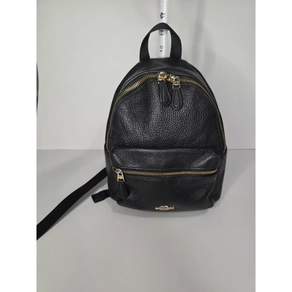 Coach Mini Small Charlie Backpack Pebbled Leather Black F28995